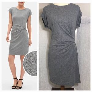 GAP Gray Short Sleeve Dress Gathered Dress Waist Size M
